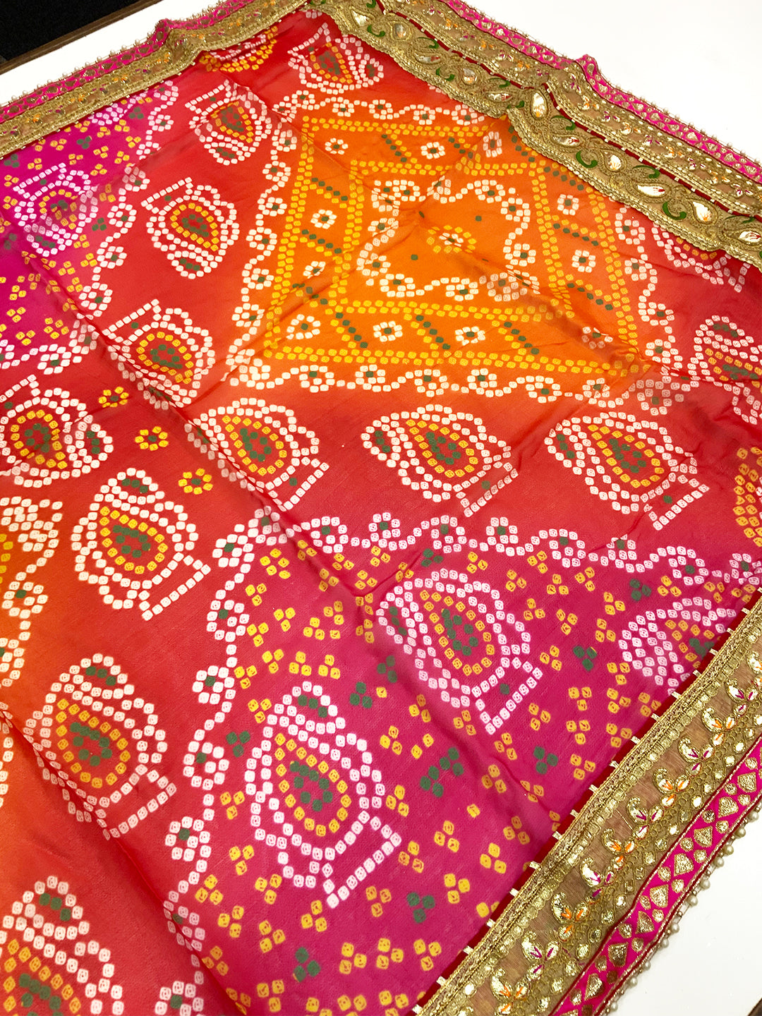 Opulent Ethnic Elegance Foil Bandhej Saree