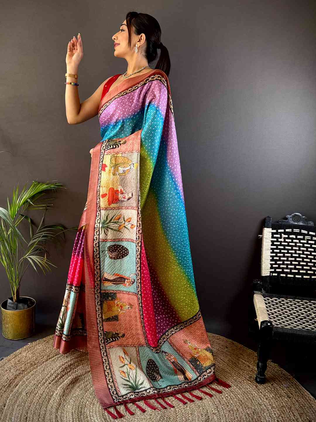 Radiance Silk Blend Bandhani Print Saree