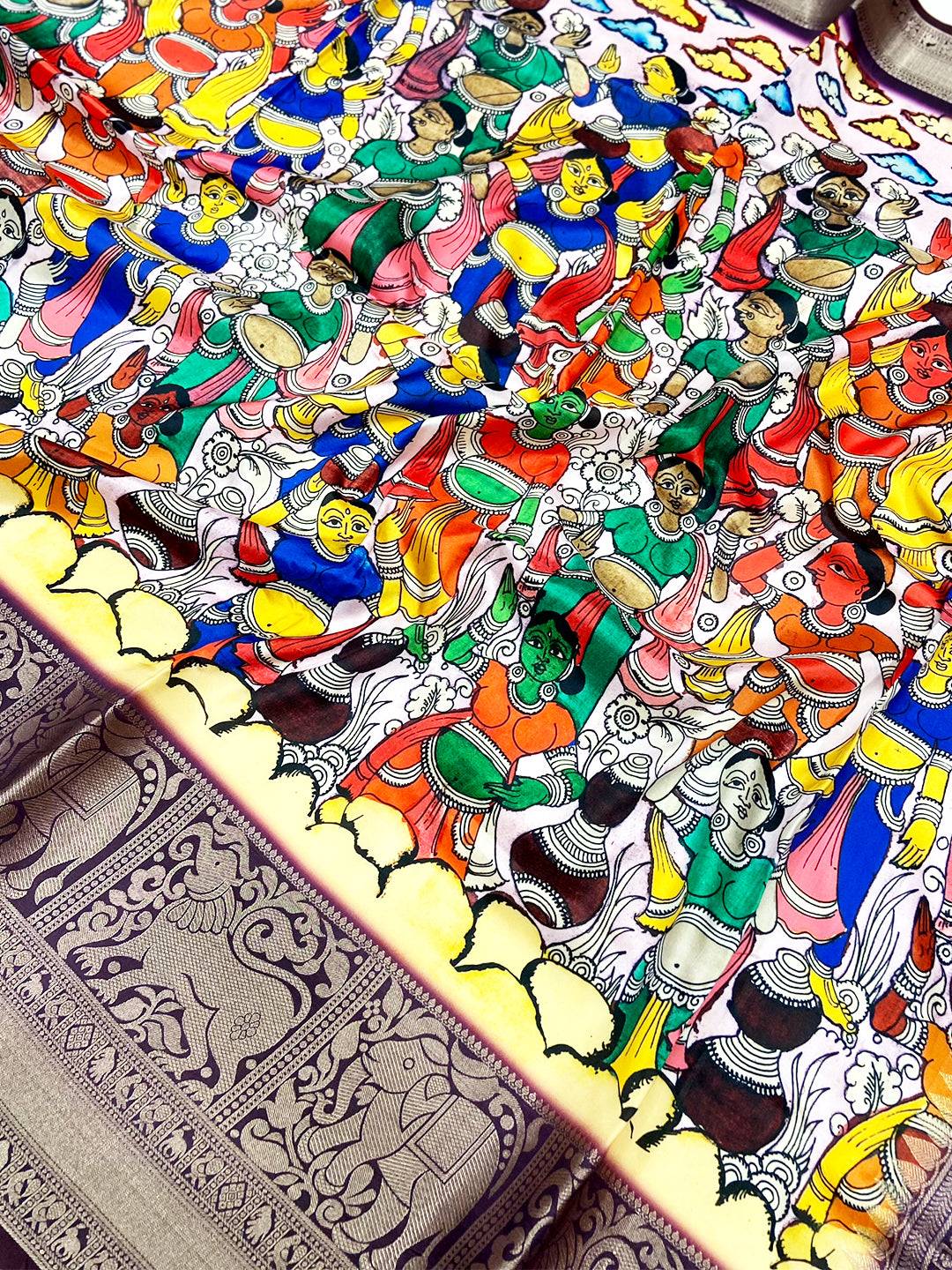 Elegance Kalamkari Printed Banarasi Saree