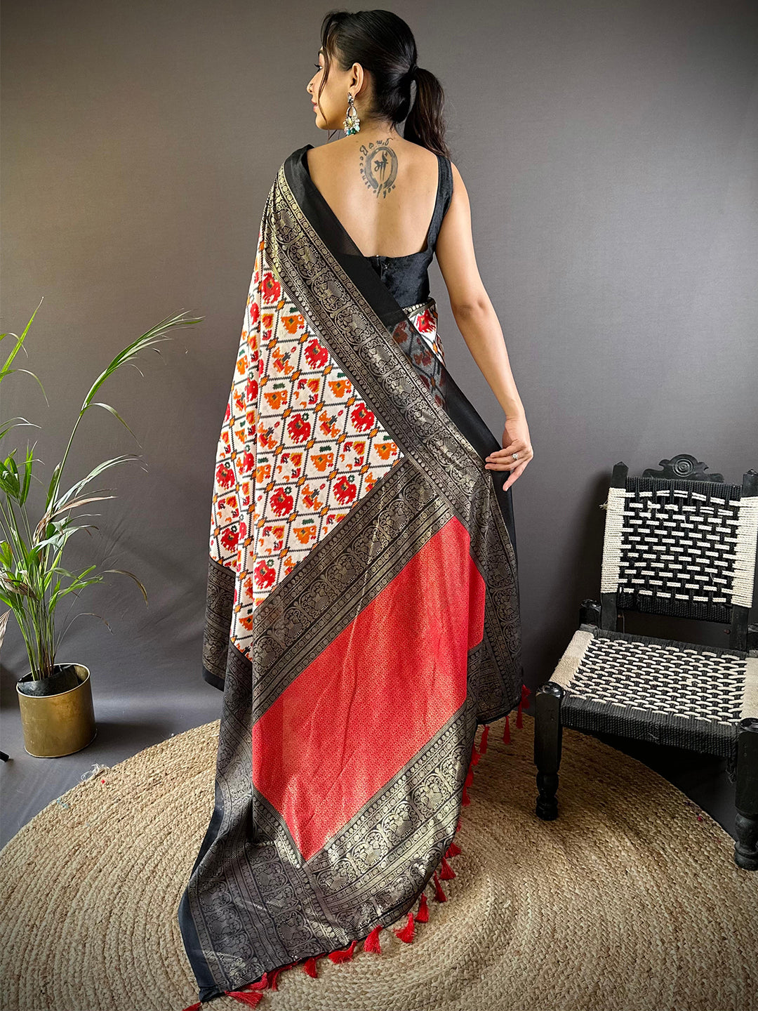 Design Soft Chanderi Silk Patola Design Festive Wear Saree