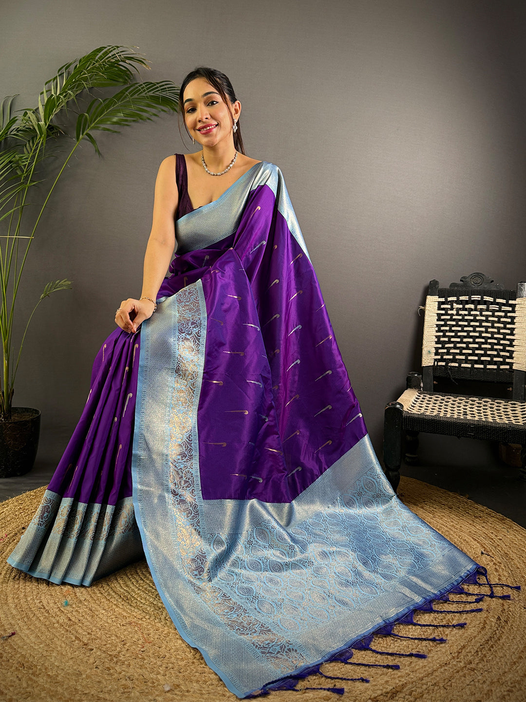 Purple Gold Zari Soft Silk Paithani Saree