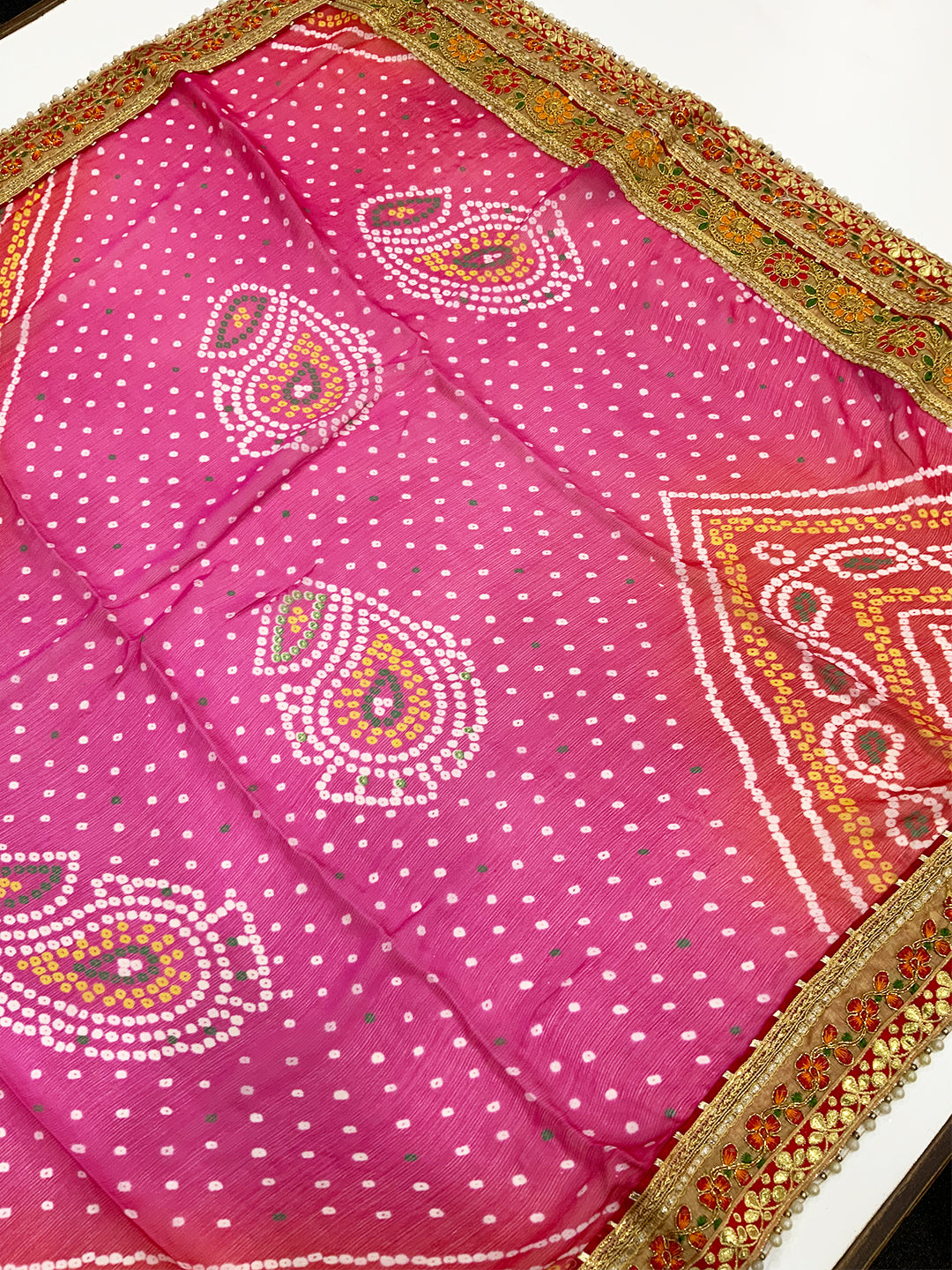 Regal Chinnon Bandhani Print Saree