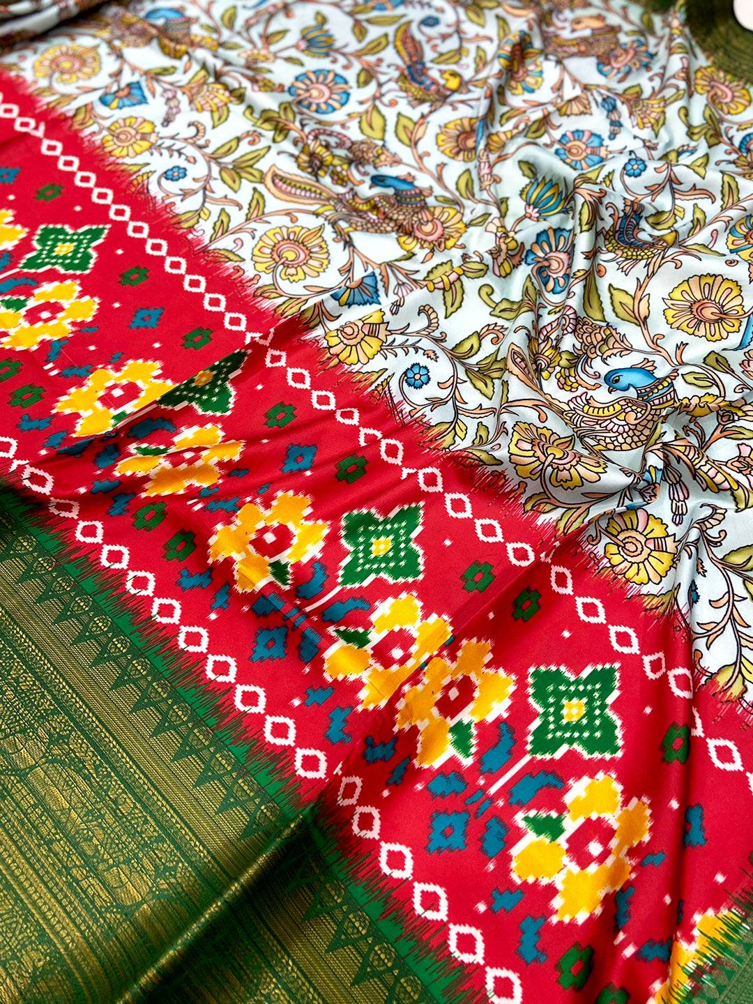 Pastel Blue Floral Banarasi Silk Saree