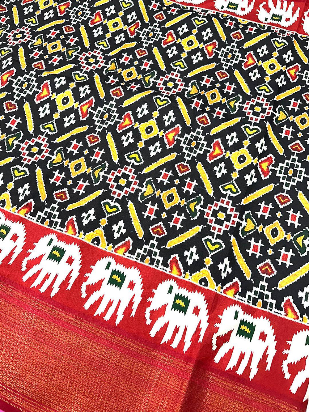Black Chanderi Silk Patola Radiance Saree