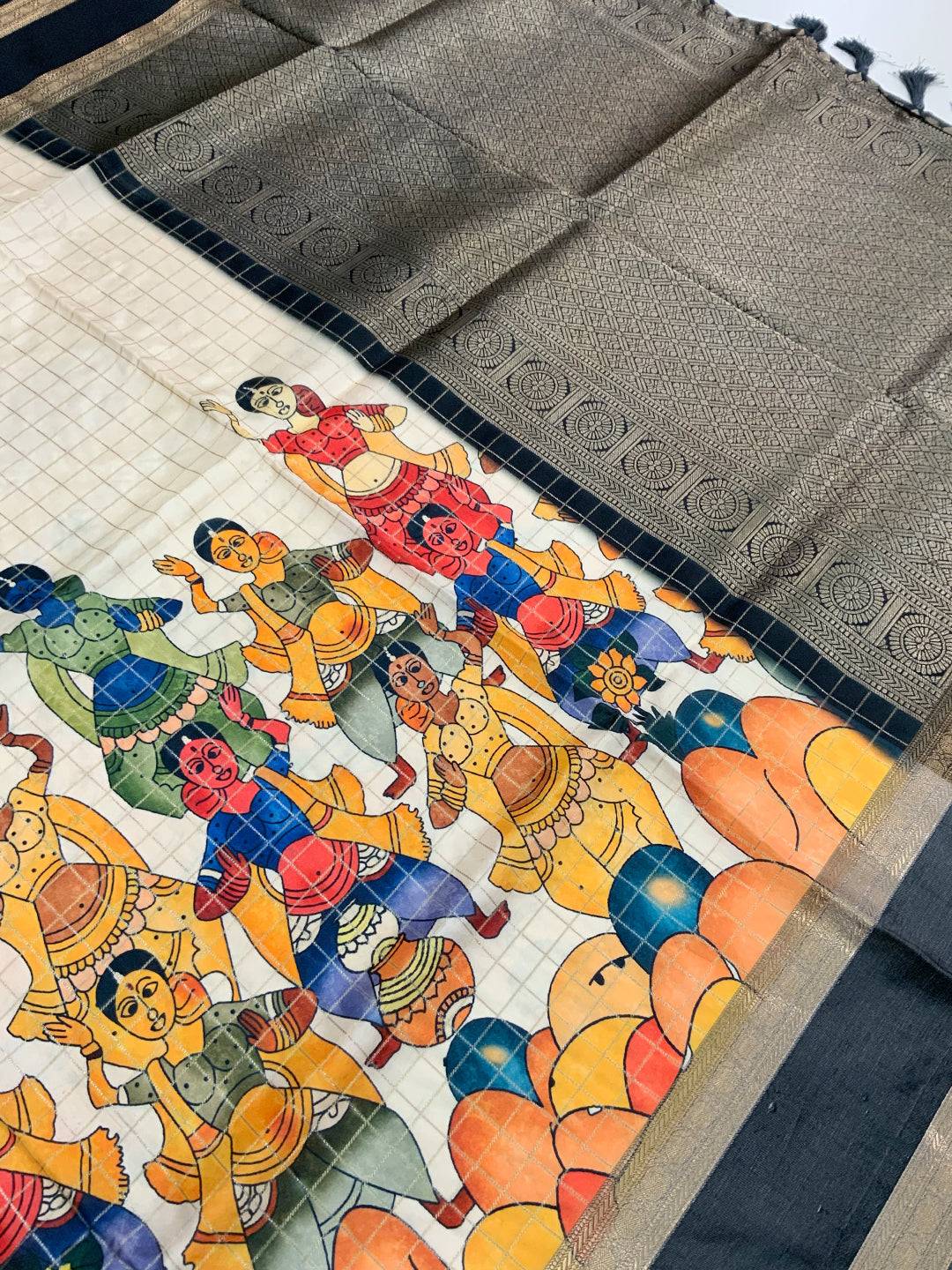 Heritage Kalamkari Satin Bentex Gadwal Saree