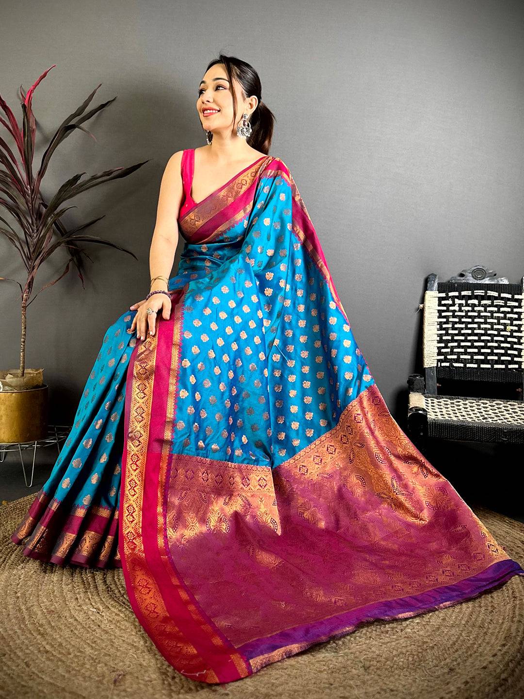 Opulent Bantex Border Banarasi Saree