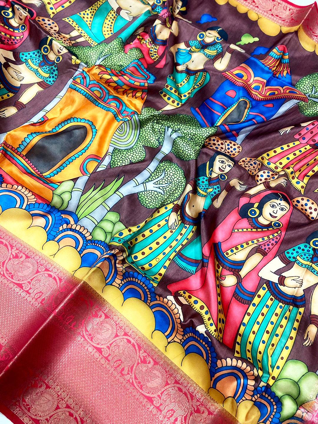 Elegant Banarasi Silk Kalamkari Pattern Saree