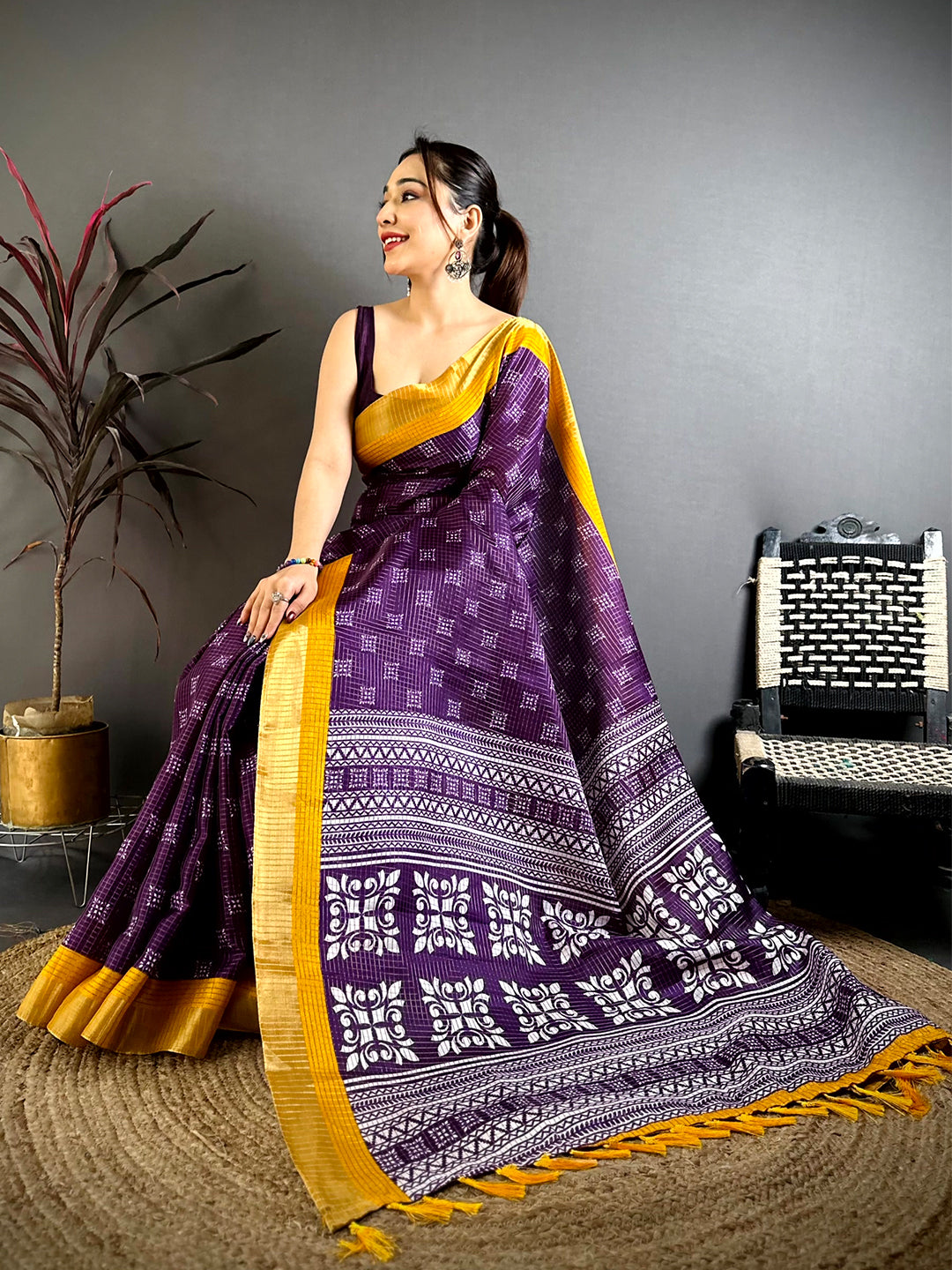 Regal Tussar Black Zari Weave Saree