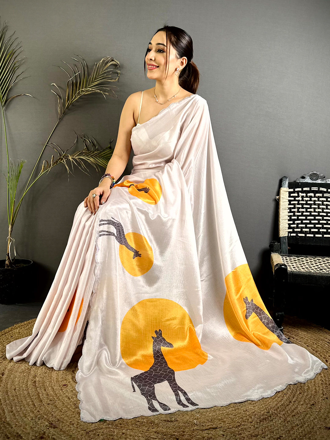 Soft Chiffon Animal Print Saree