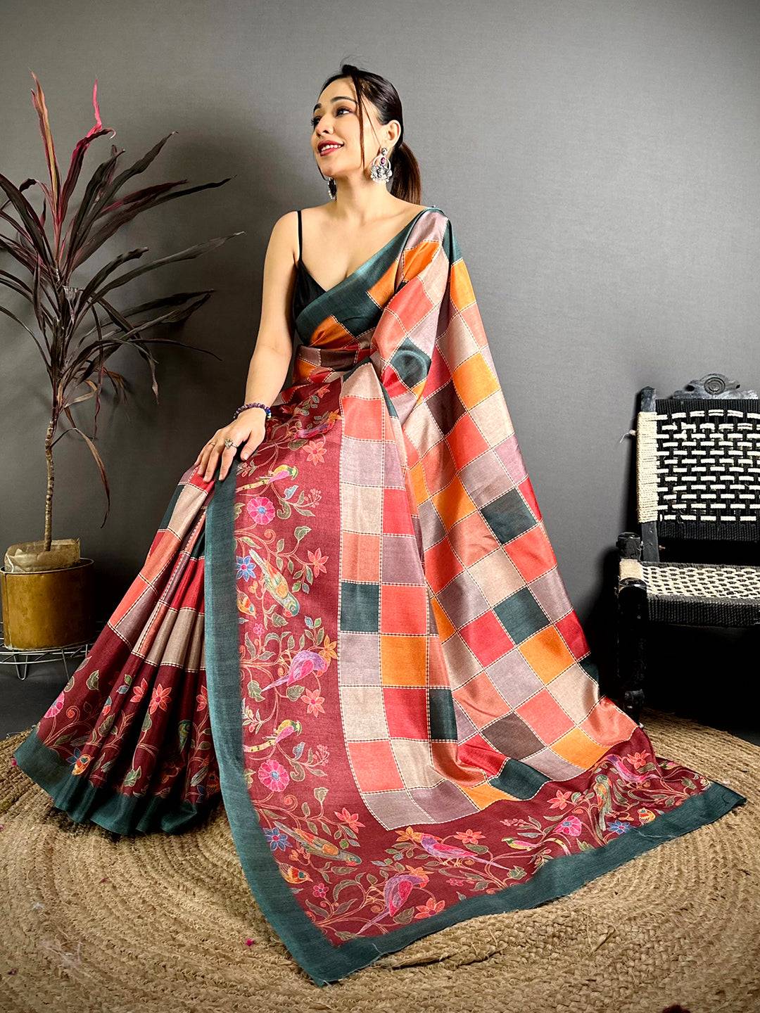 Stylish Block Print Manipuri Saree