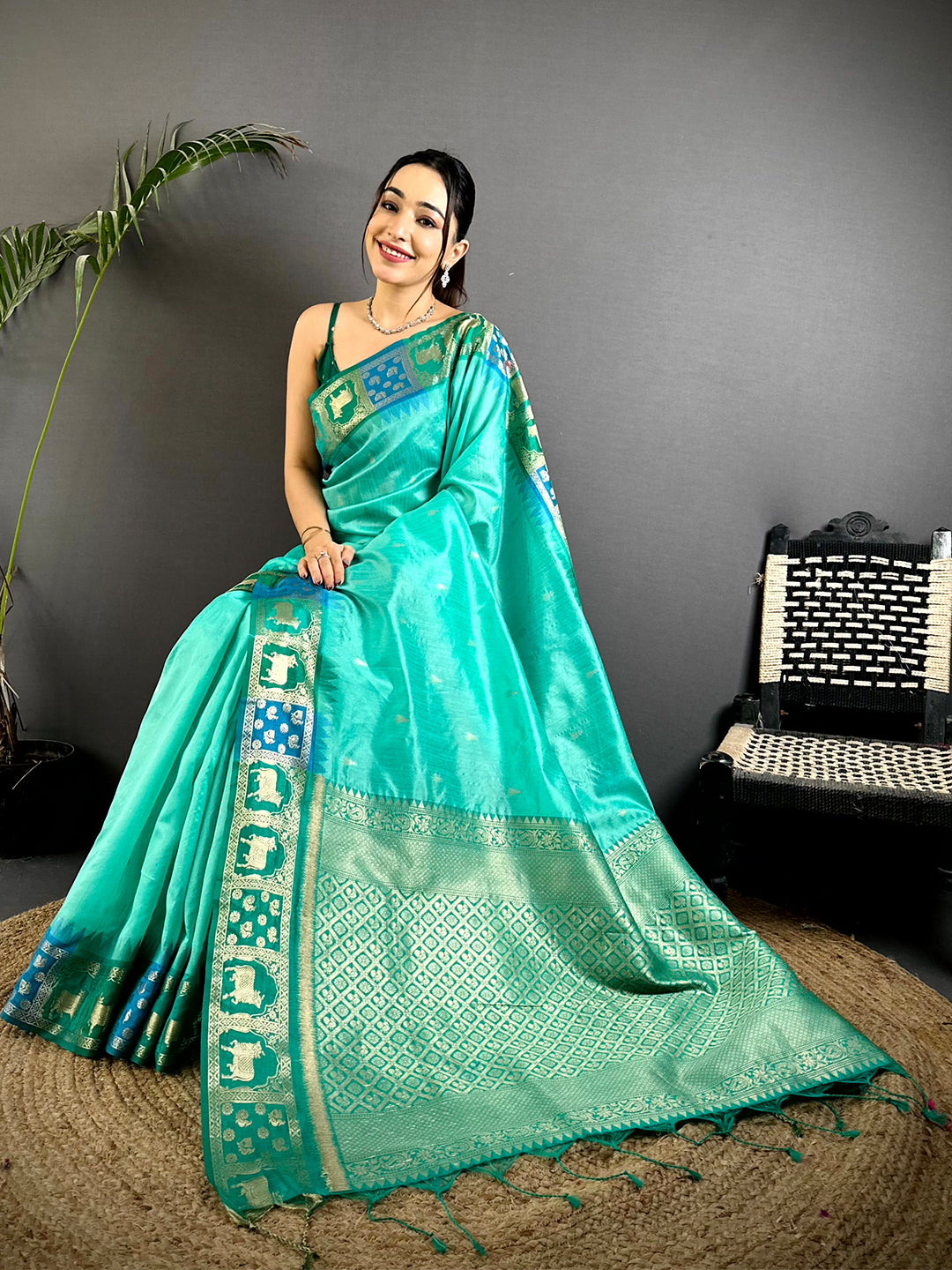 Rama Minakari Kanchi Pattu Raw Silk Saree