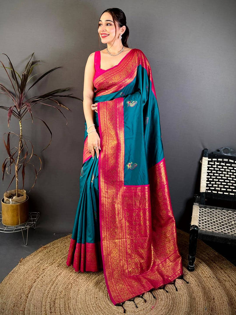 Soft Gadwal Pattu Minakari Butta Saree