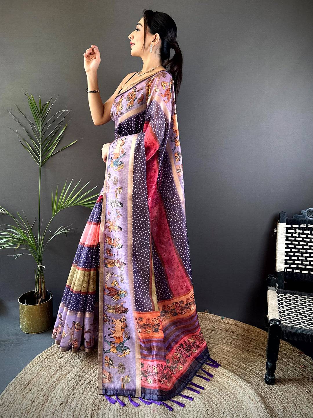 Heritage Soft Chanderi Cotton Bandhej Print Saree