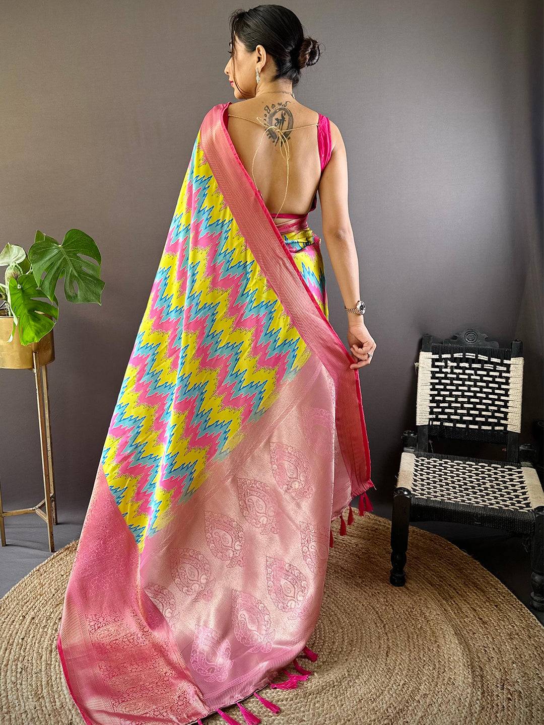 Multi Zig Zag Charm Zari Saree