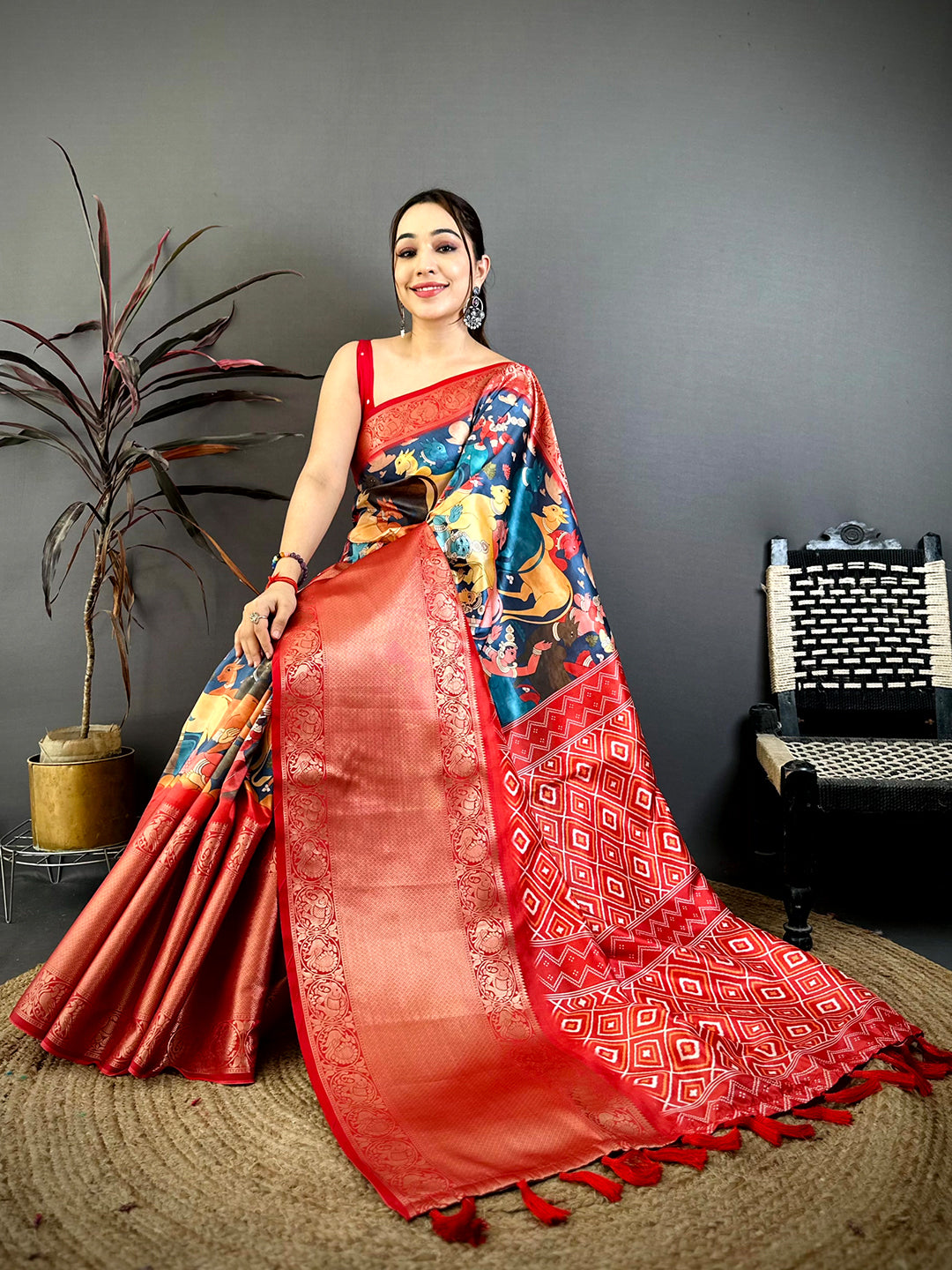 Classic Soft Silk Pichwai Print Kanchi Zari Saree