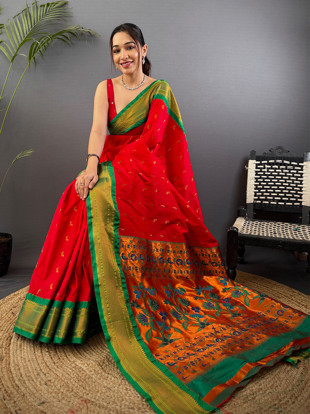 Red Soft Silk Paithani Saree
