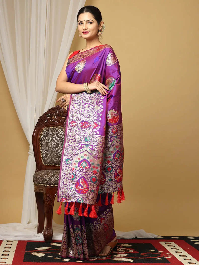 Designer Soft Kanjivaram Silk Flower Design Party Wear Saree