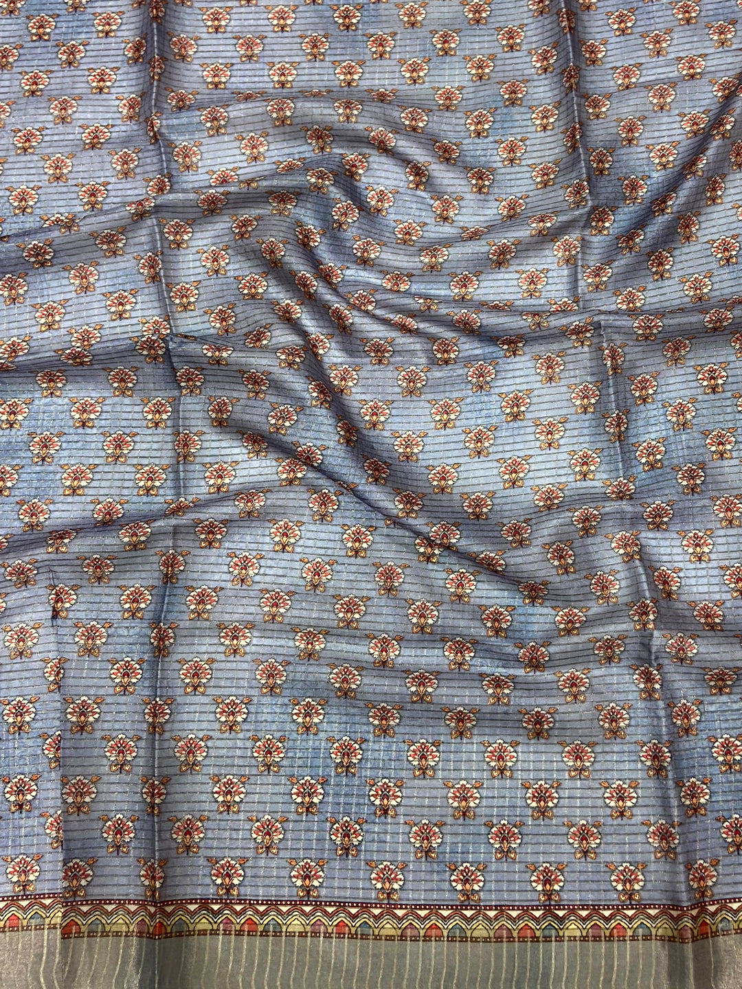 Graceful Off White Soft Silk Chex Saree