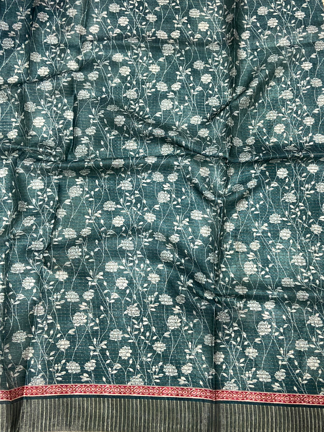 Sky Blue Soft Silk Floral Digital Saree