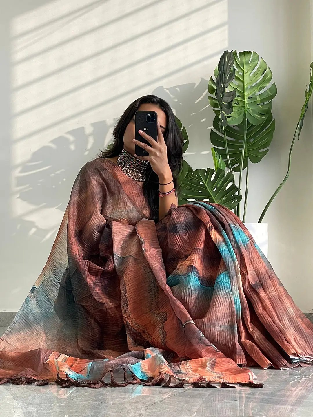 Multy Colored Print Bollywood Design Crash Saree
