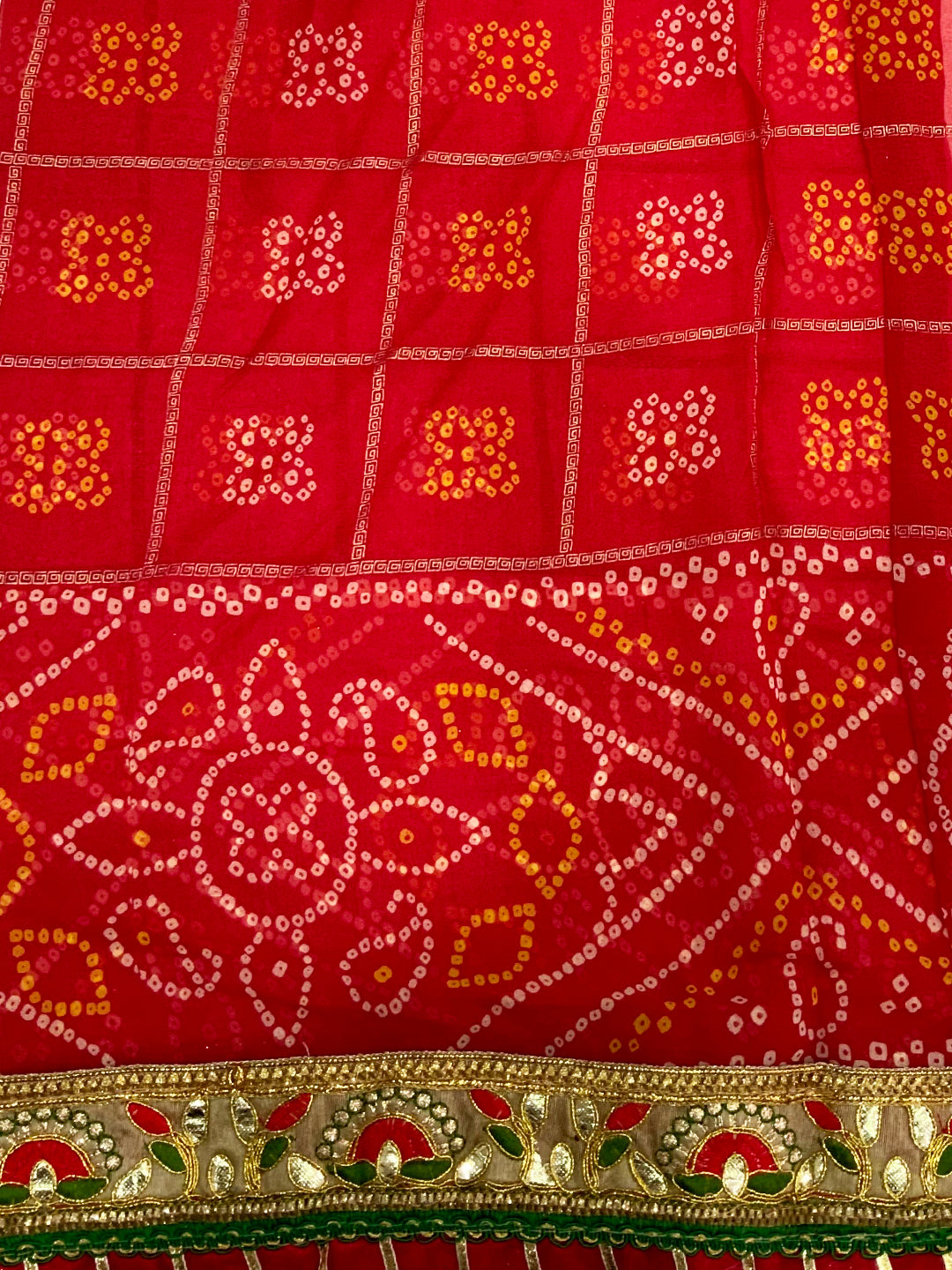 Bandhej Print Foil Work Festival Wear Saree