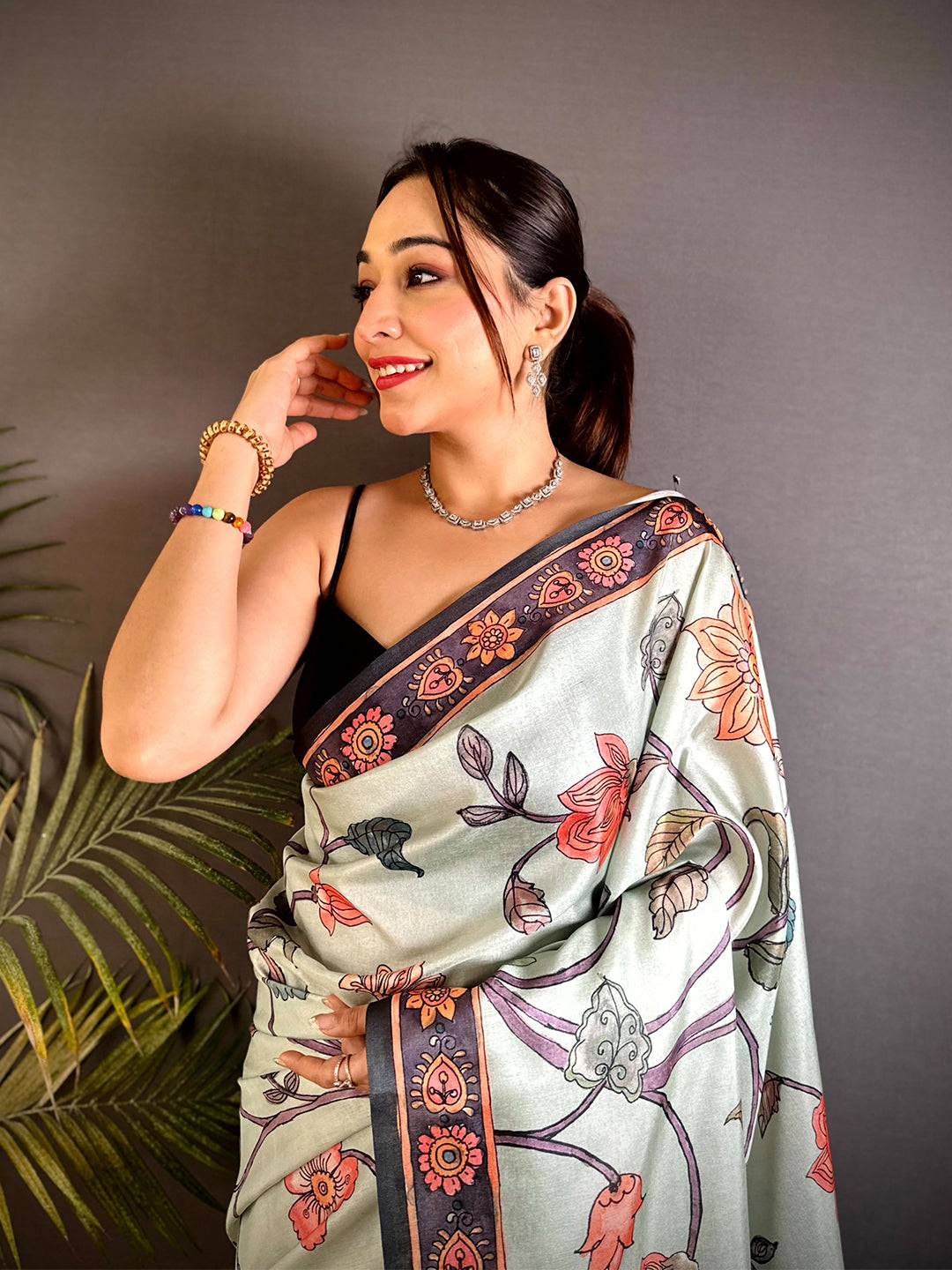 Heritage Swan Pen Kalamkari Art Saree