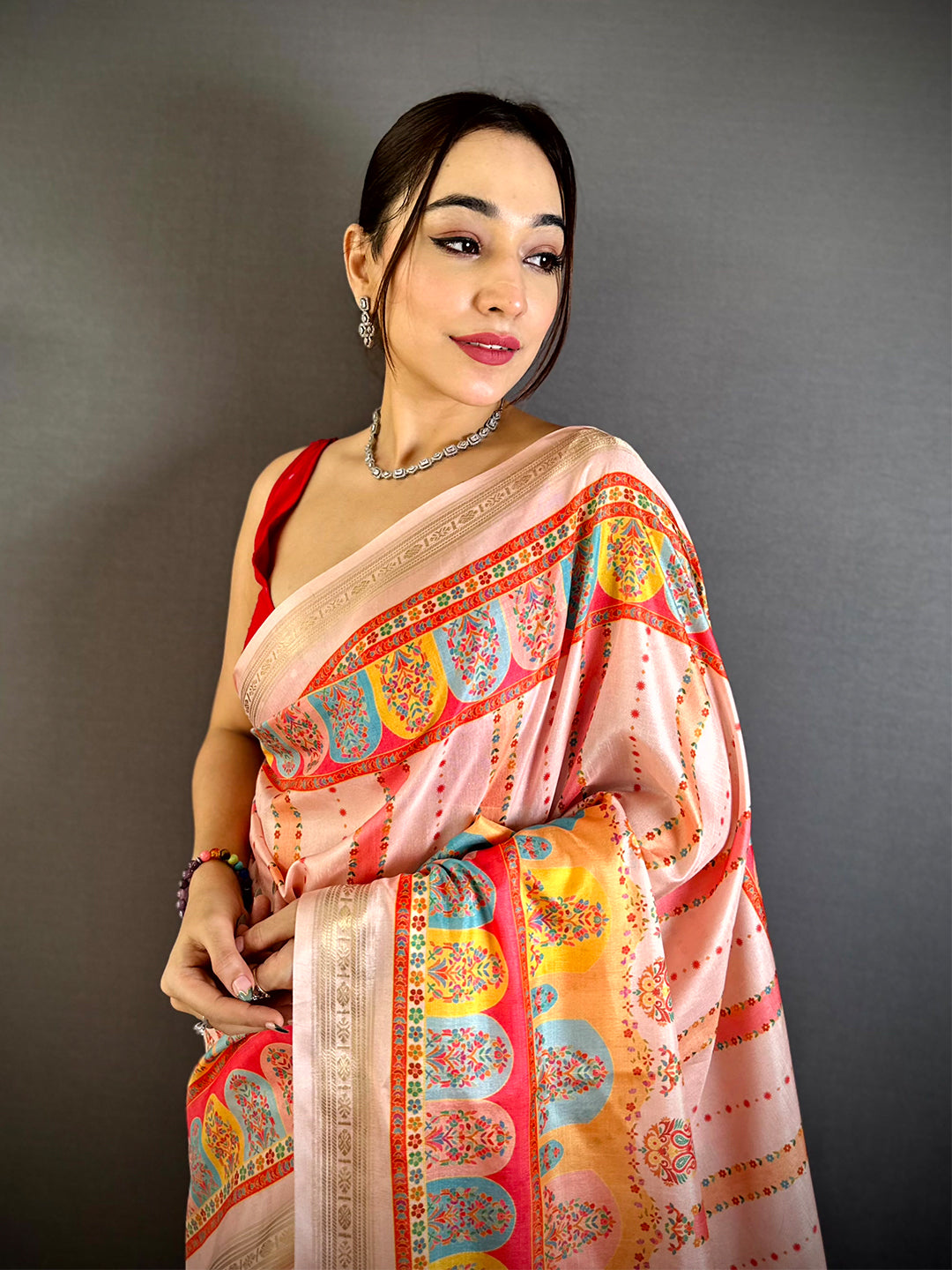 Stylish Kashmiri Print Soft Silk Saree