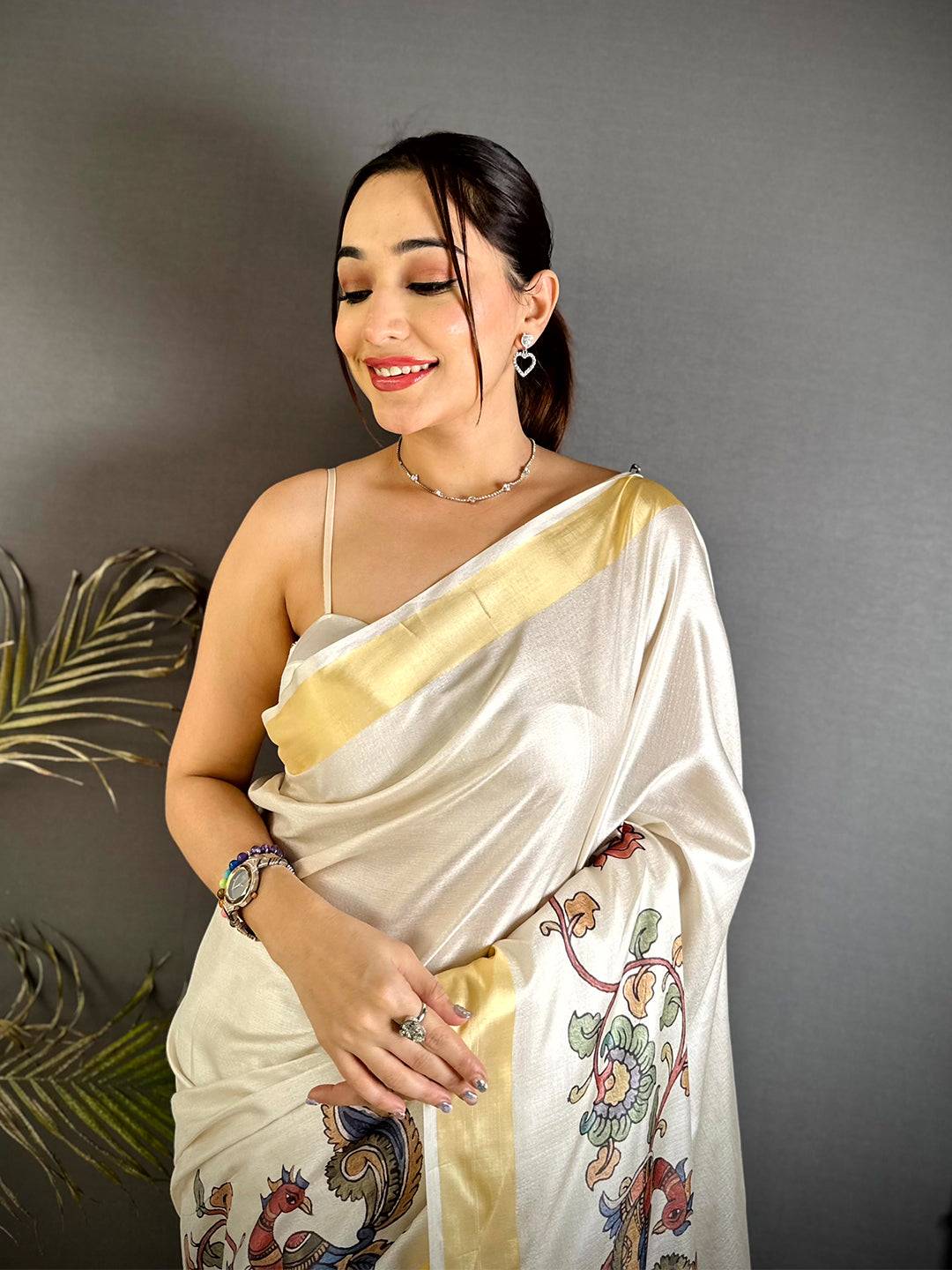 Royal Pen Kalamkari Khadi Silk Saree