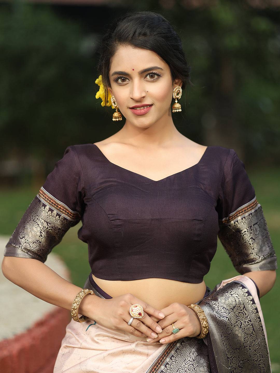 Peach Batik Pen kalamkari Saree With Zari Weaving Pallu