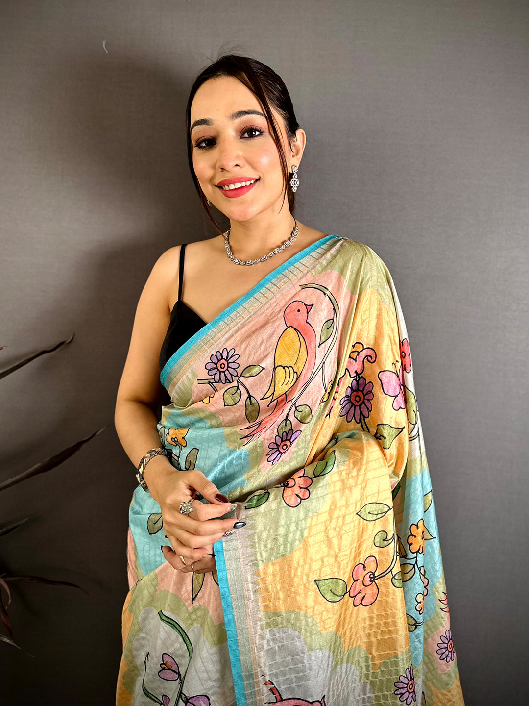 Radiance Folk Art Tussar Ghicha Saree