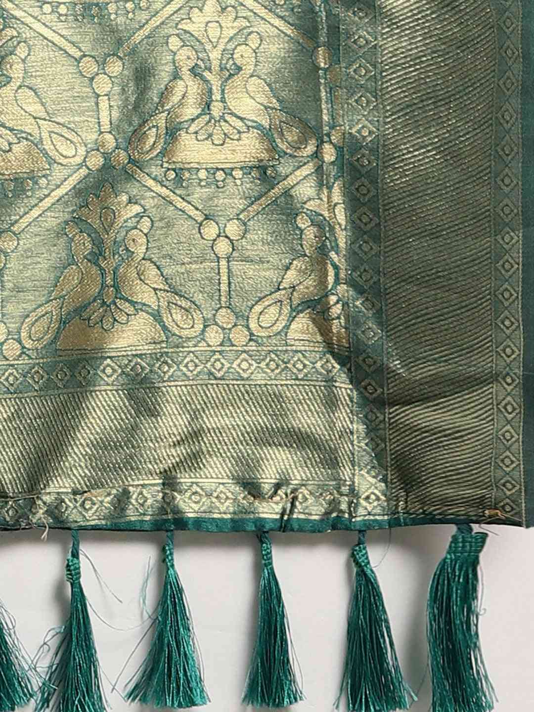 Beautiful Banarasi Green Colour Saree