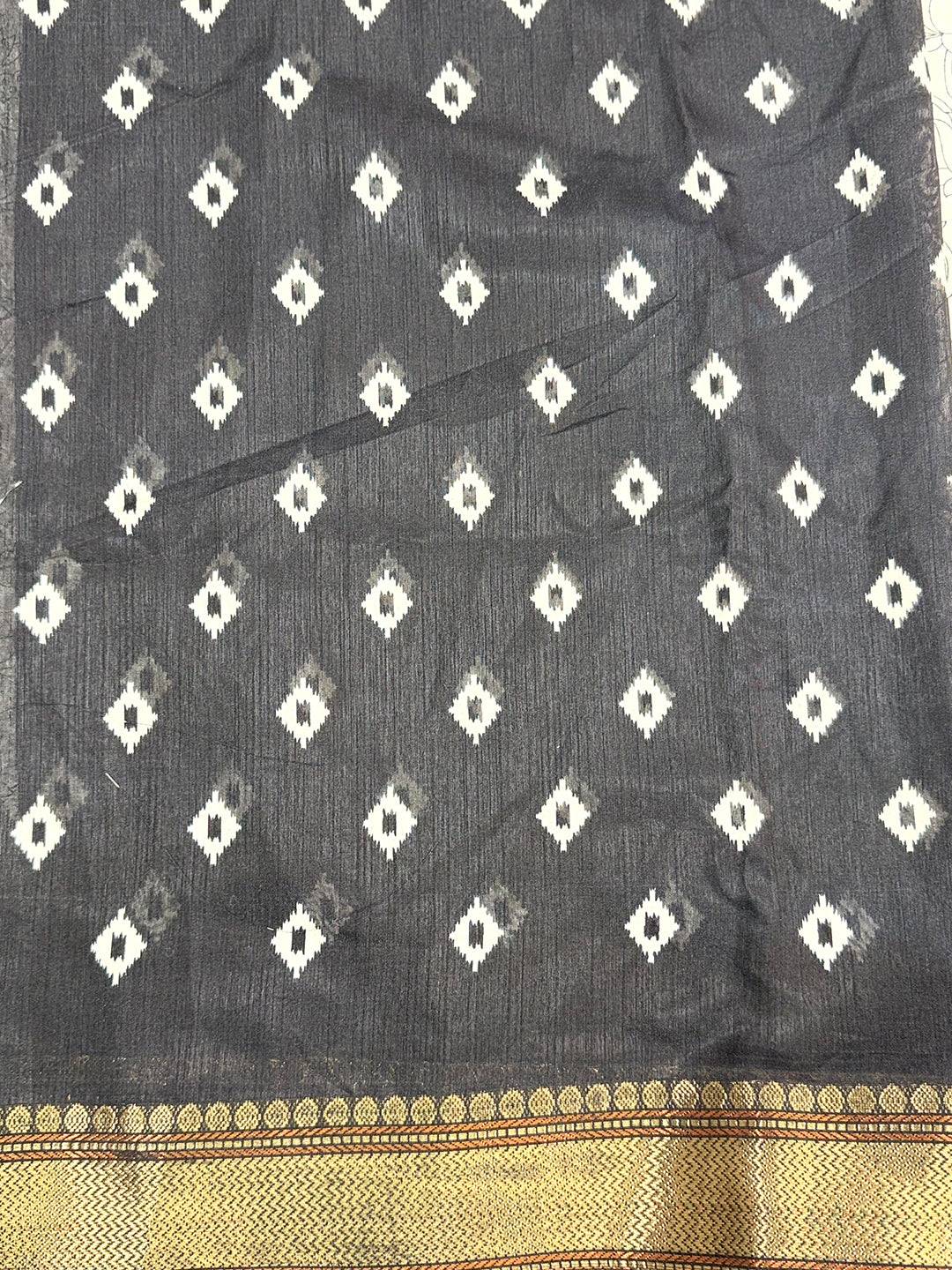 Black Pichwai Printed Dola Silk Saree