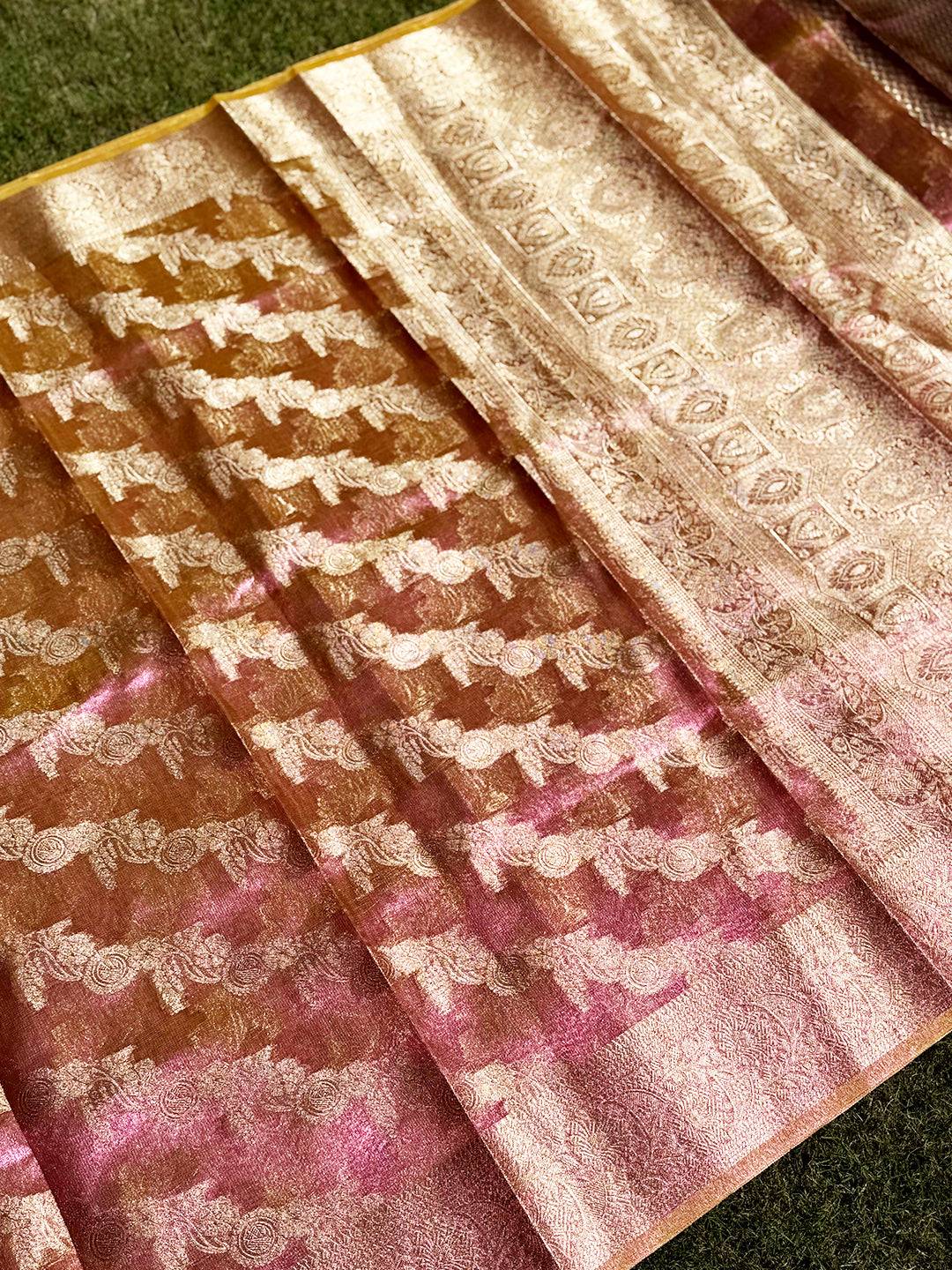 Rust Radiant Dual Tone Tissue Silk Saree