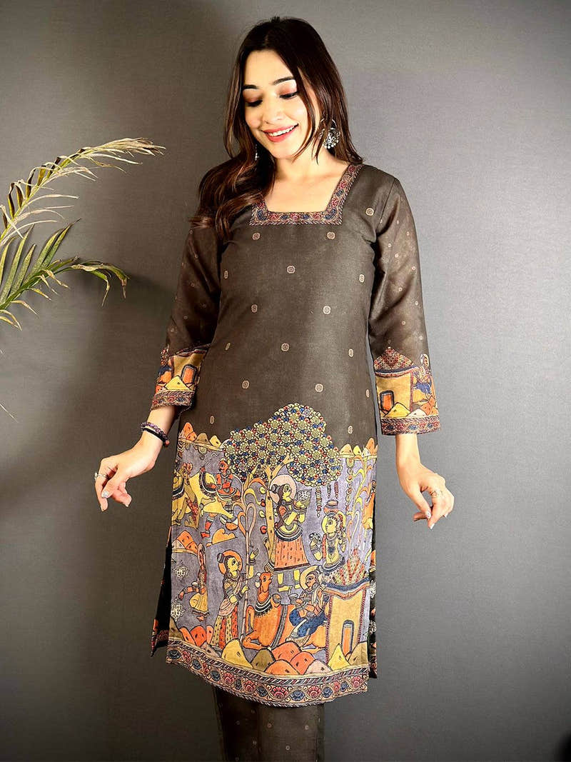 Kalamkari Square Neck Mul Kurti