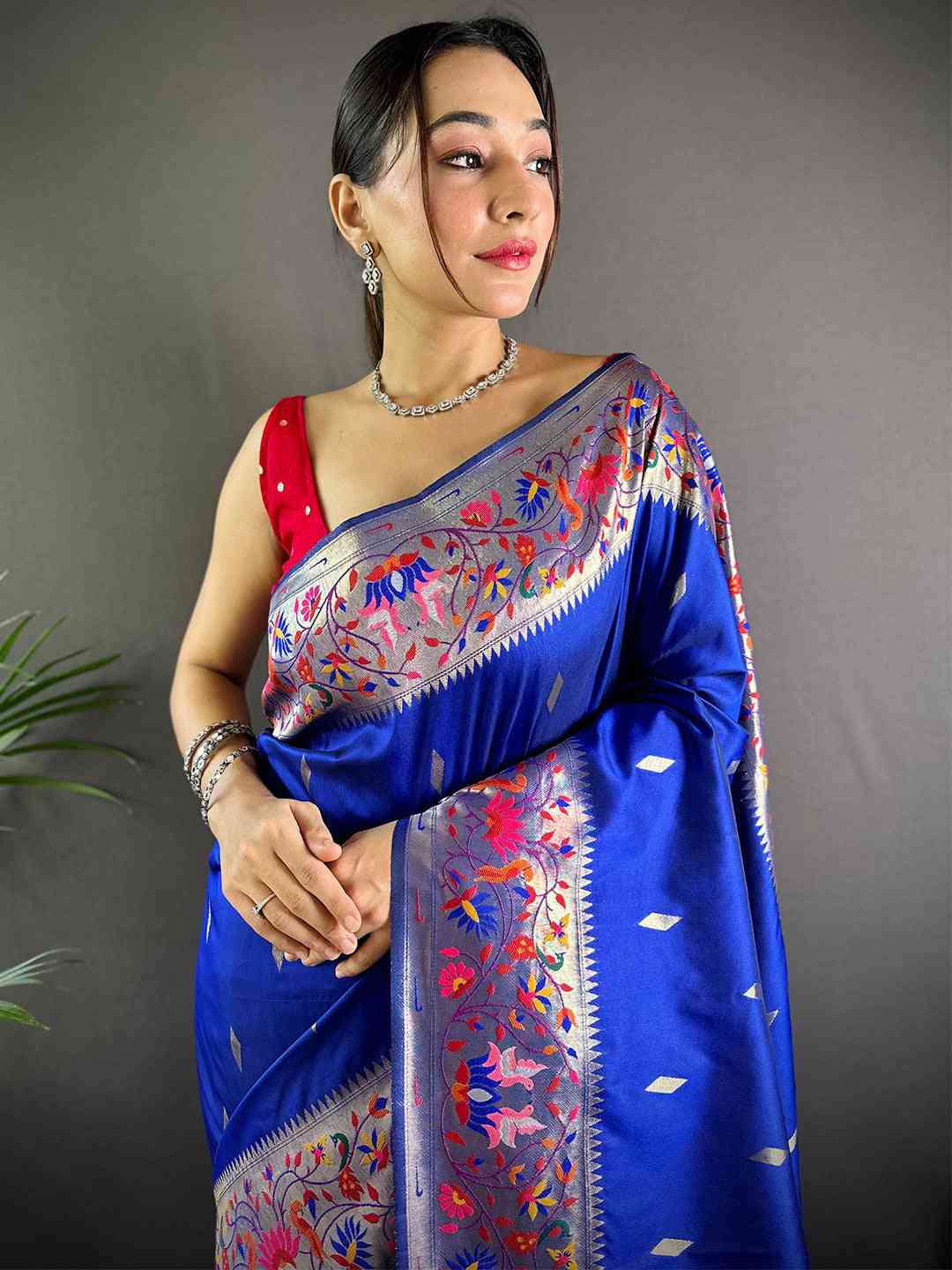Blue Yevla Paithani Meenakari Saree