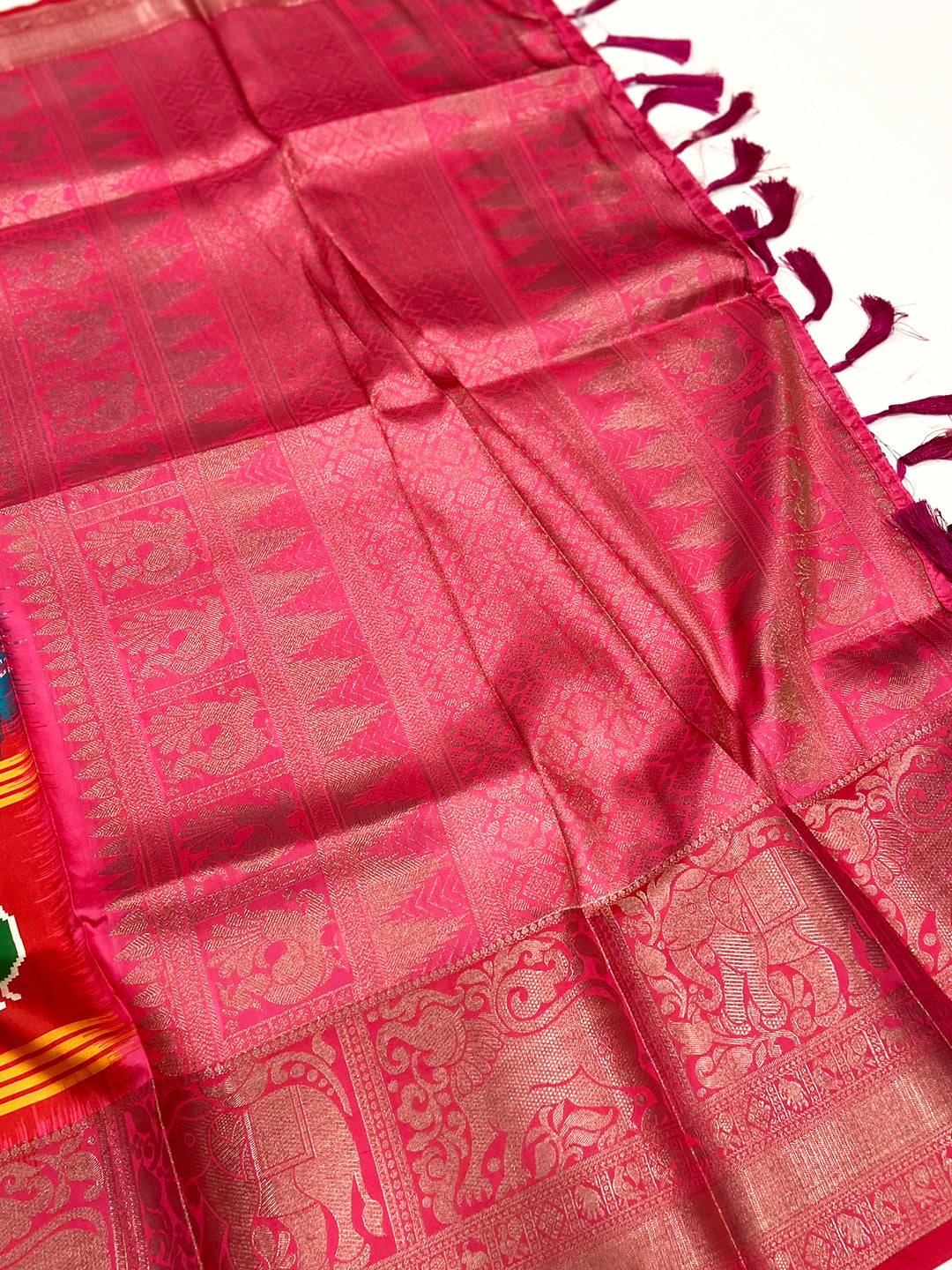 Blue Pochampally Ikkat Printed Banarasi Saree