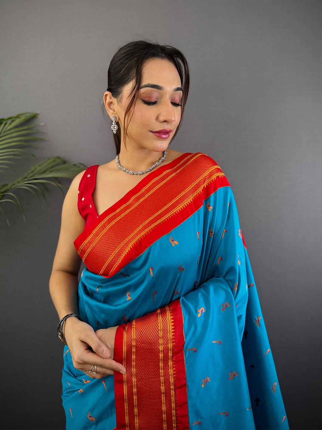 Sky Blue Soft Silk Paithani Saree