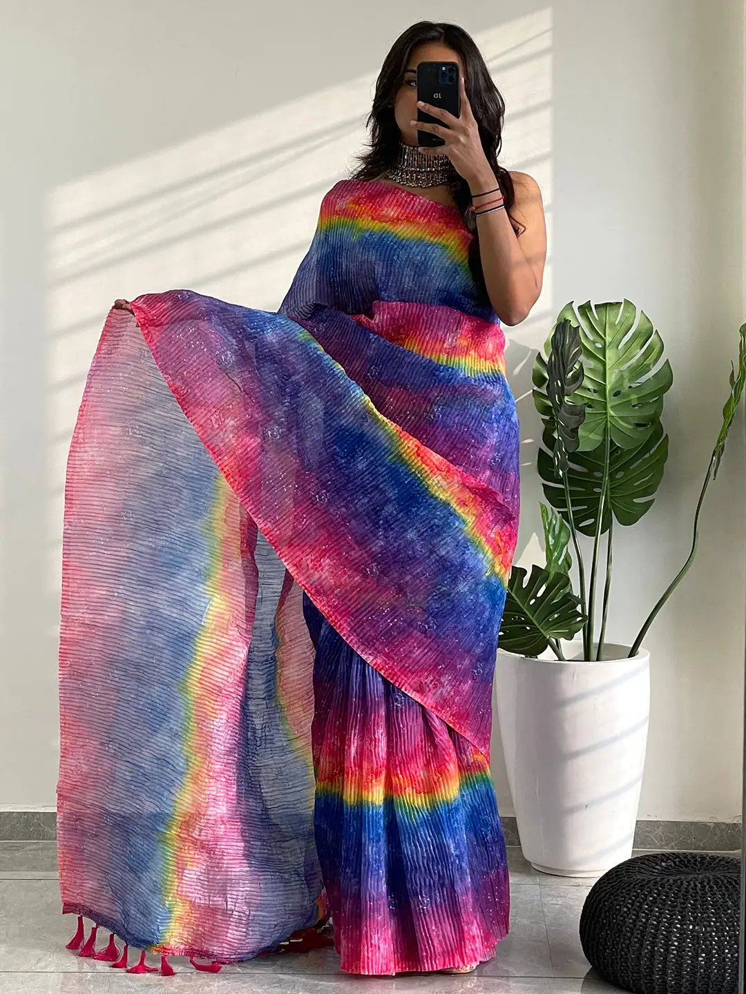 Multy Colored Print Bollywood Saree