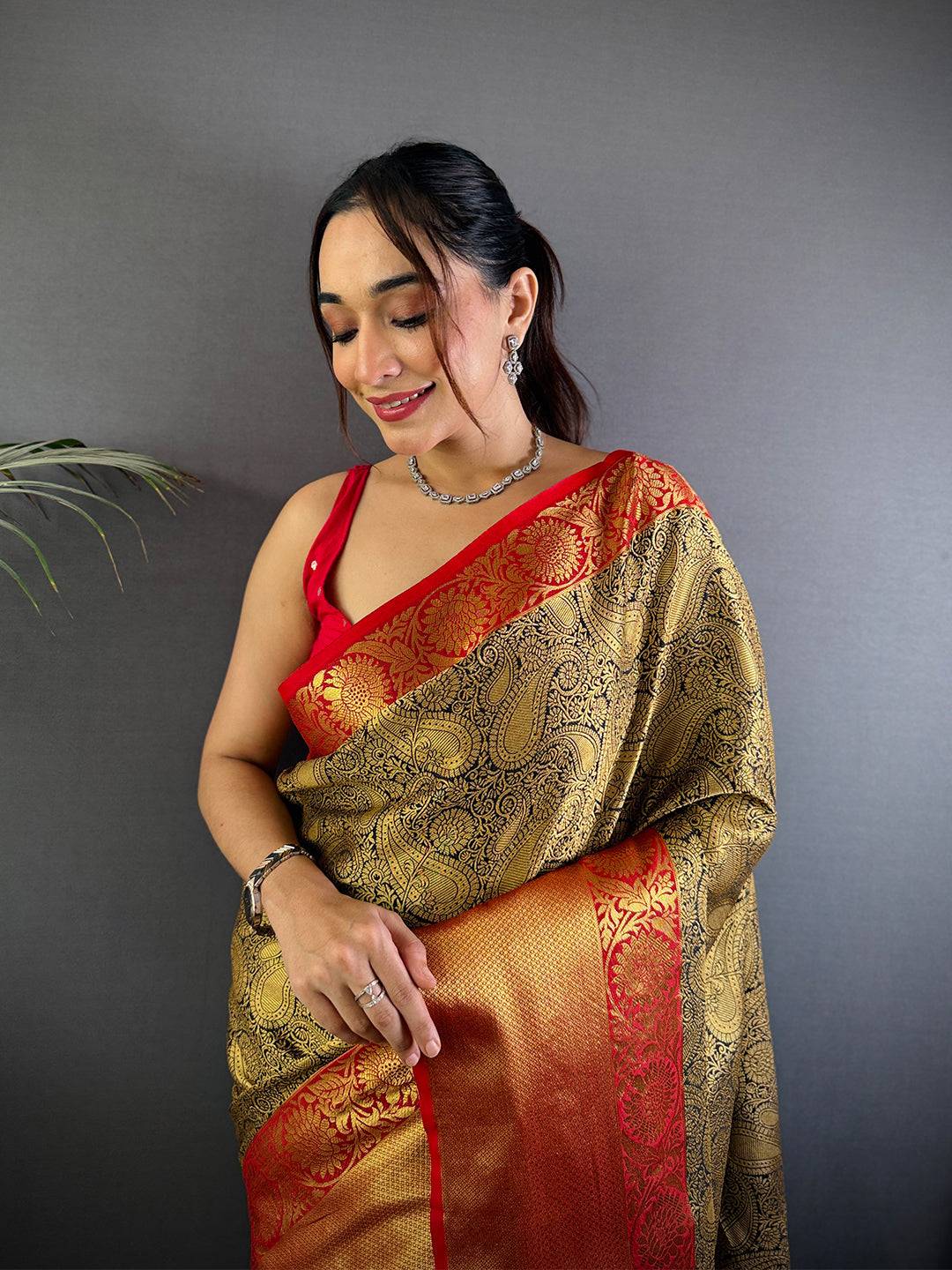Black Radiance Banarasi Katan Silk Saree