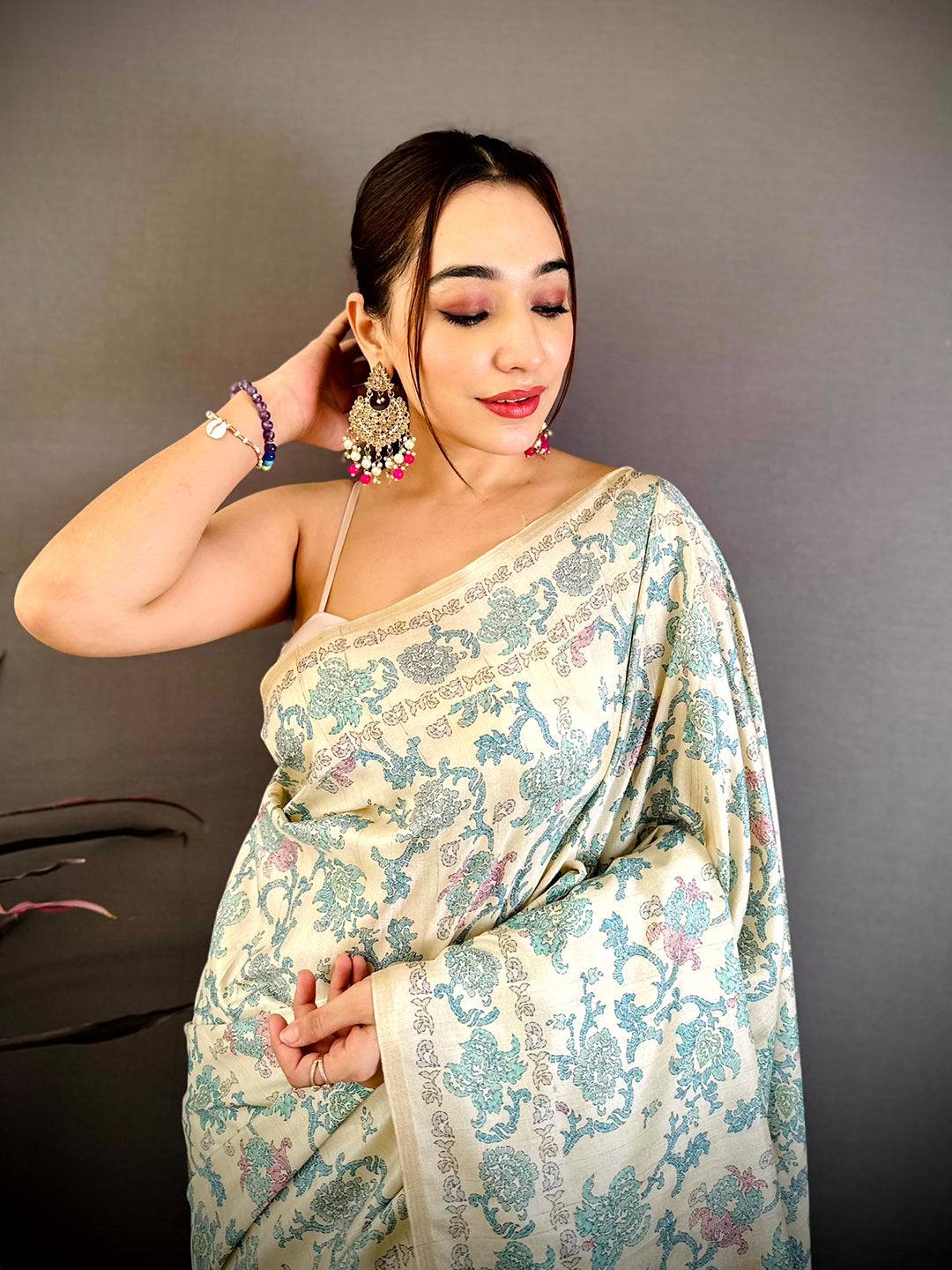 Regal Block Print Soft Zarna Silk Saree