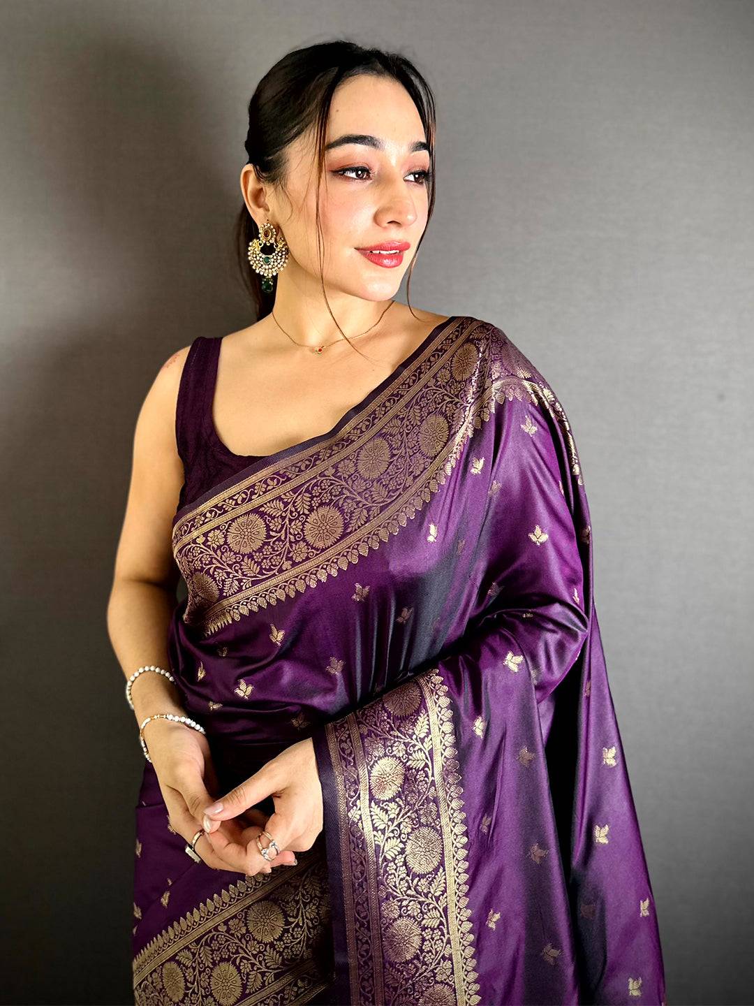 Opulent Katan Silk Thread Work Saree