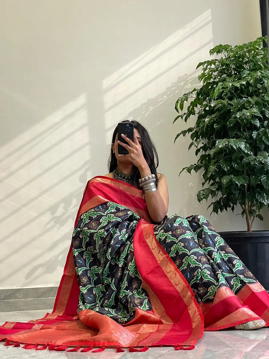 Chic Pochampally saree with soft silk Gadwal design