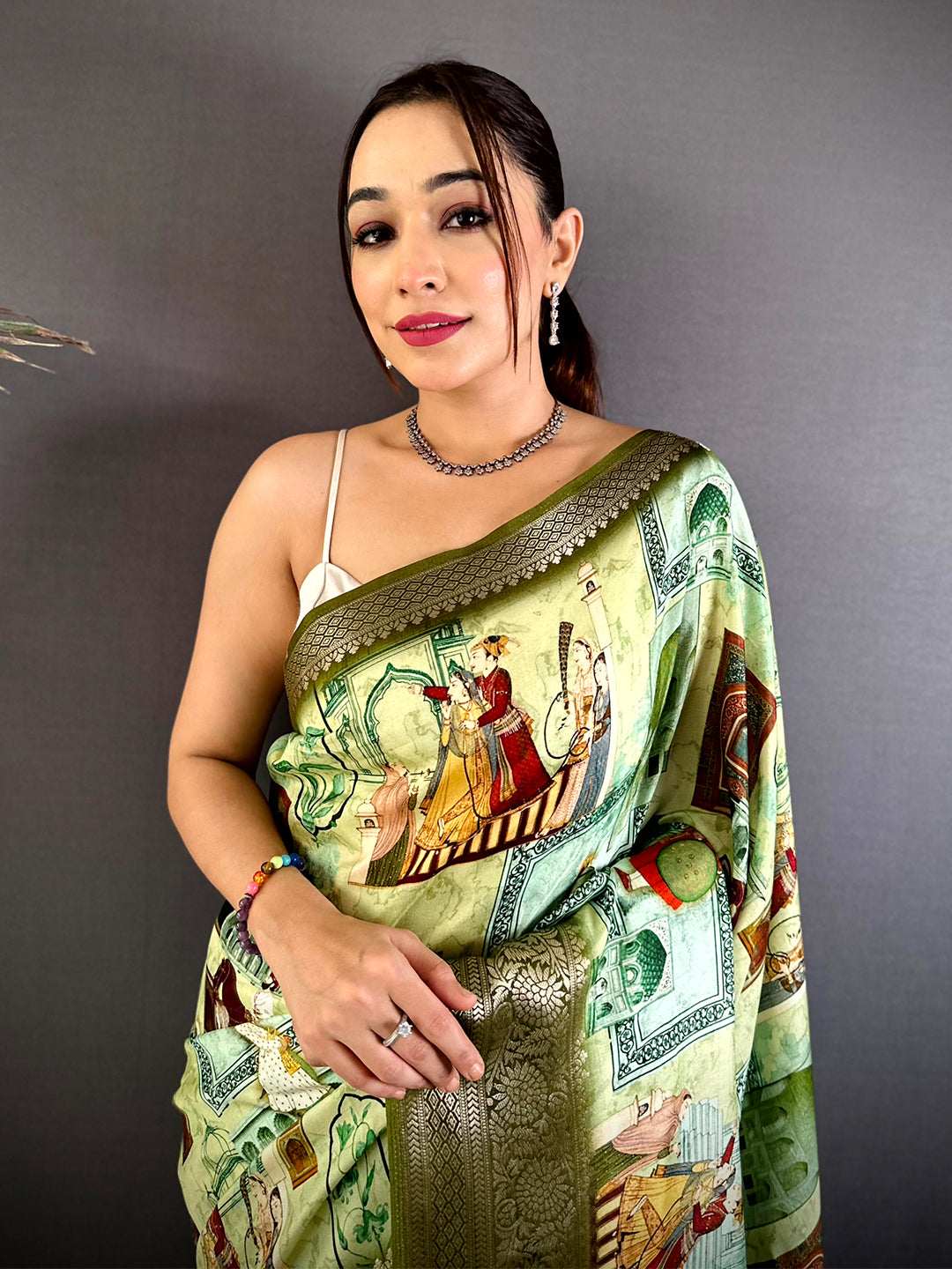 Radiance Self Zari Chex Viscose Dola Saree