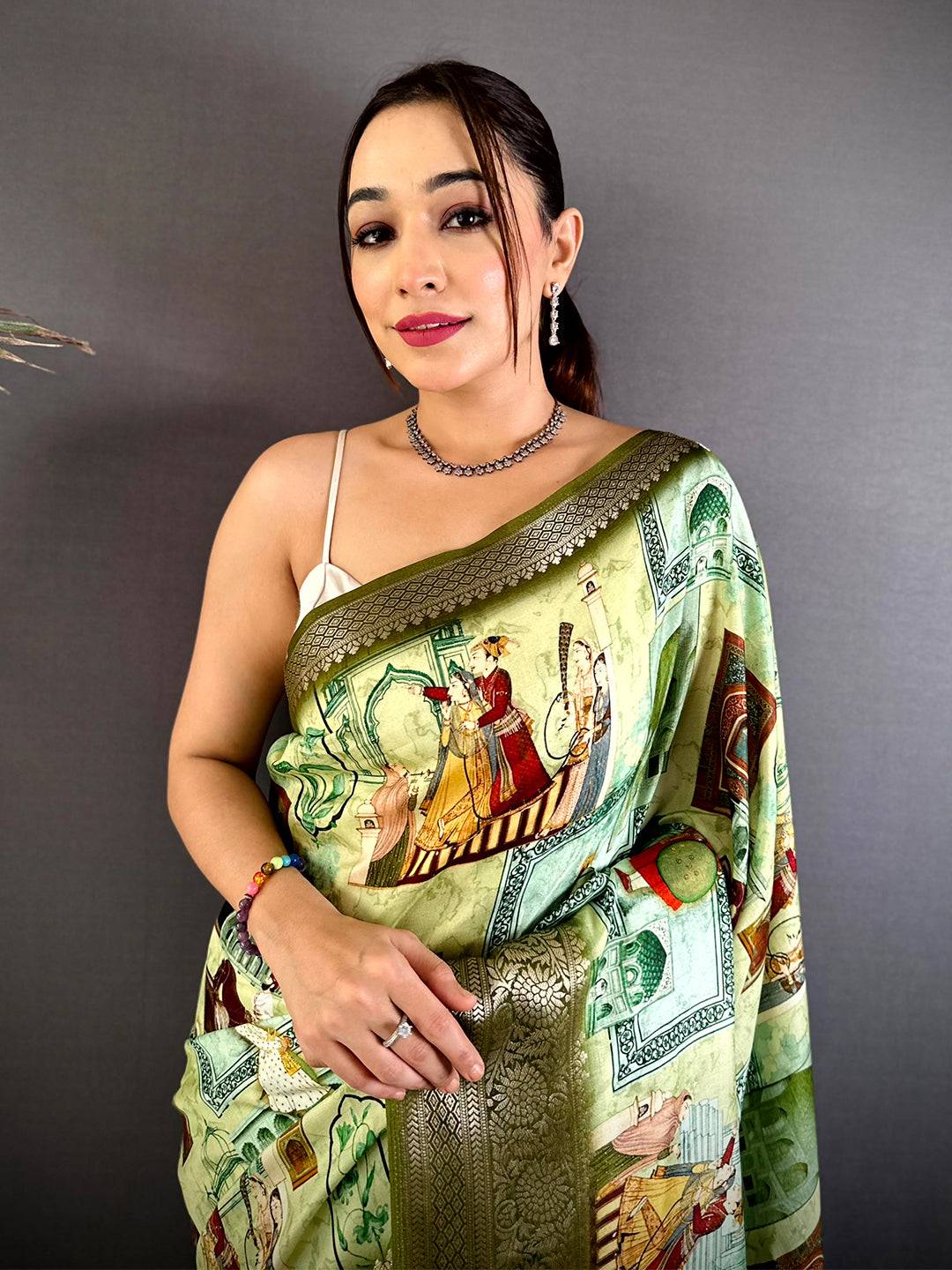 Radiance Self Zari Chex Viscose Dola Saree