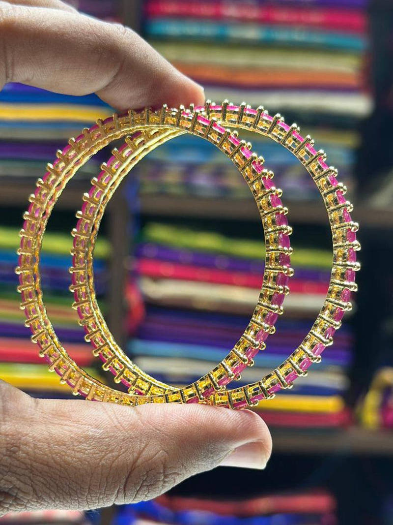 Classic Ruby Line Gold Bangle