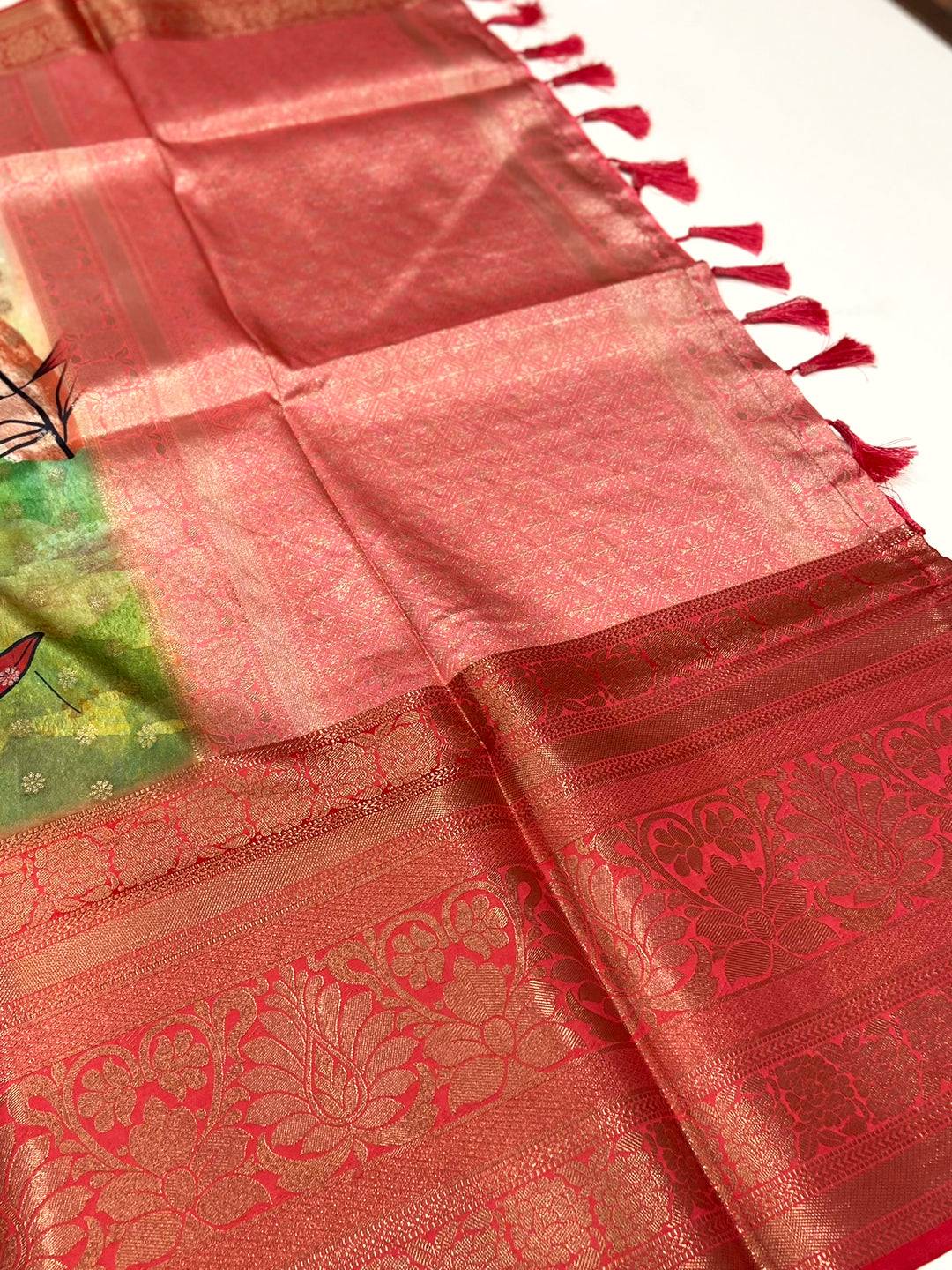 Graceful Banarasi Floral Print Saree