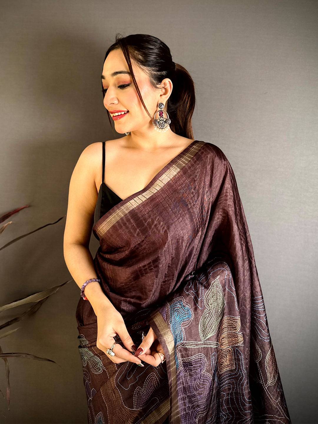 Classic Tussar Ghicha Katha Art Saree