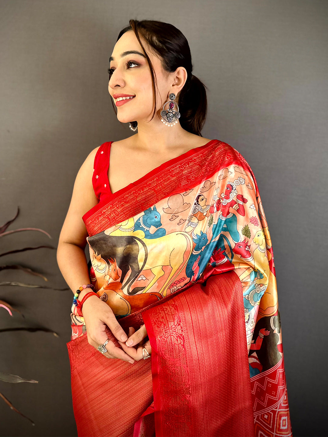 Stylish Soft Silk Pichwai Print Kanchi Zari Saree