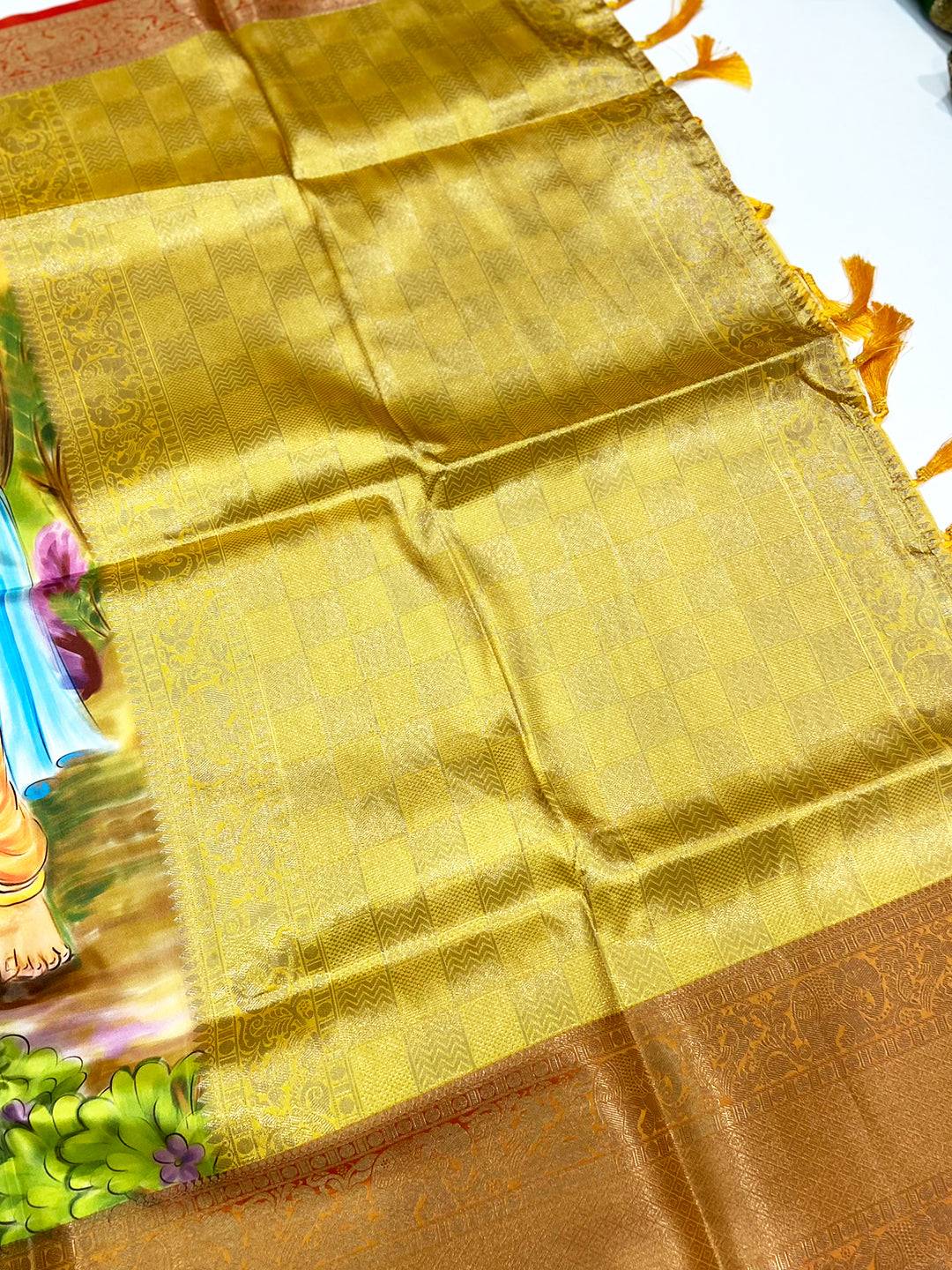 Radinat Banarasi Silk Kalamkari Pattern Saree