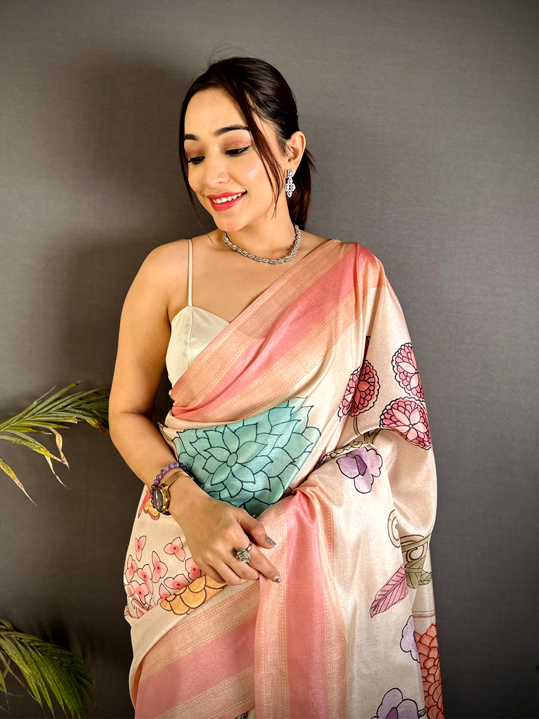 Opulent Tussar Silk Gadwal Border Saree